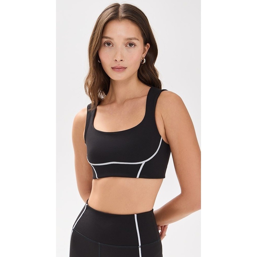 FP Movement Youre a Peach Bra Womens Sports Bra Black Cutout Back Piping - Med
